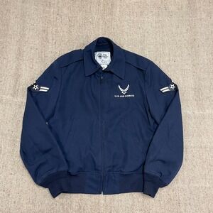 Vintage US AIR FORCE  JACKET mens small Blue 1970s DSCP 36s WINGS COLLECTION zip